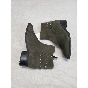 NWT Anne Klein Green Suede Boho Cottagecore Ankle Boots Booties 9 Bohemian Work